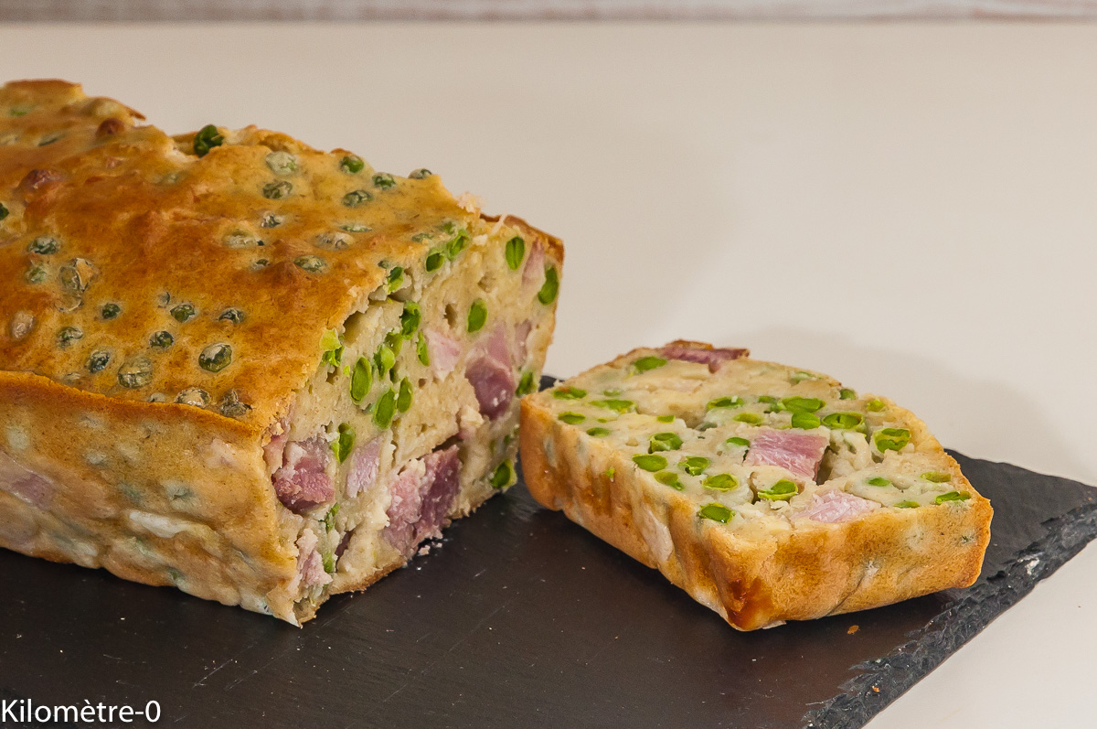 Photo de recette de cake salé au jambon, légumes de Kilomètre-0, blog de cuisine réalisée à partir de produits locaux et issus de circuits courts