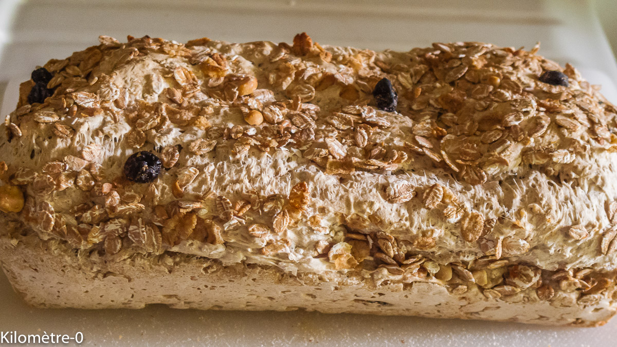 Photo de recette de pain, muesli, céréales, très rapide, facile, bio de Kilomètre-0, blog de cuisine réalisée à partir de produits locaux et issus de circuits courts