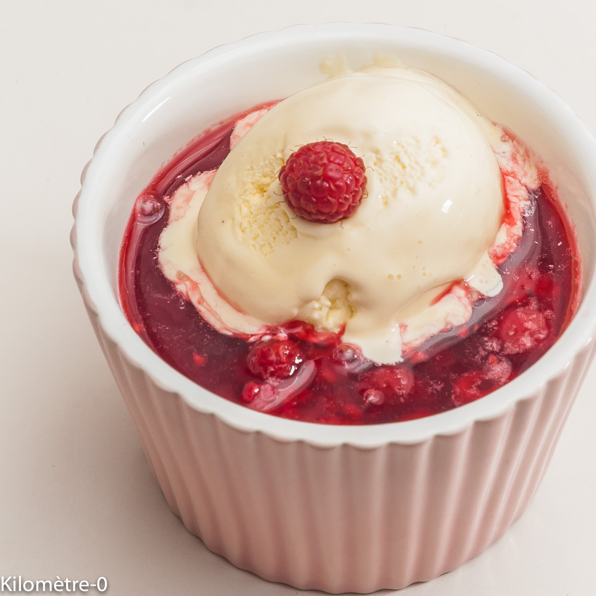Photo de recette de fruits rouges, framboises, facile, glace, légère, été, Kilomètre-0, blog de cuisine réalisée à partir de produits locaux et issus de circuits courts