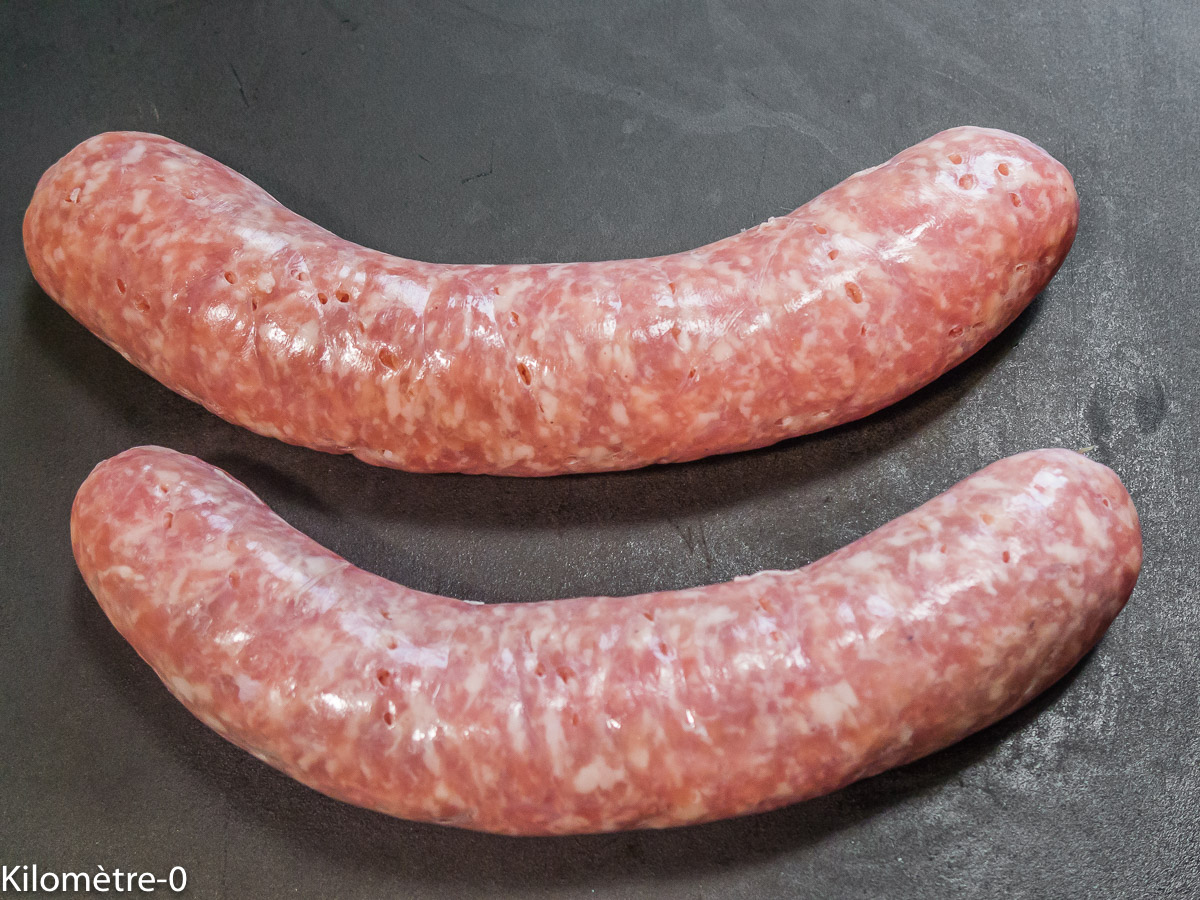 Photo de recette de saucisse de Kilomètre-0, blog de cuisine réalisée à partir de produits locaux et issus de circuits courts