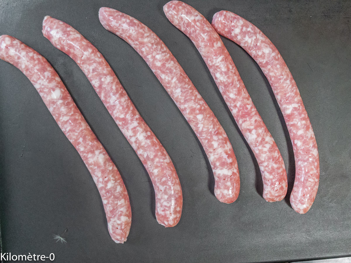 Photo de recette de chipolatas de Kilomètre-0, blog de cuisine réalisée à partir de produits locaux et issus de circuits courts
