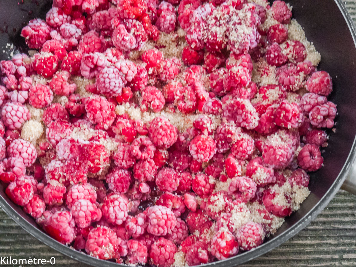 Photo de recette de framboises bio de Kilomètre-0, blog de cuisine réalisée à partir de produits locaux et issus de circuits courts