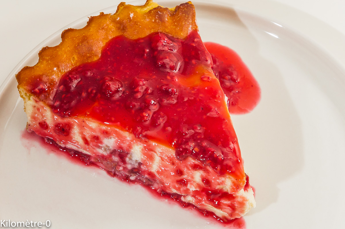 Photo de recette de cheesecake, framboises de Kilomètre-0, blog de cuisine réalisée à partir de produits locaux et issus de circuits courts