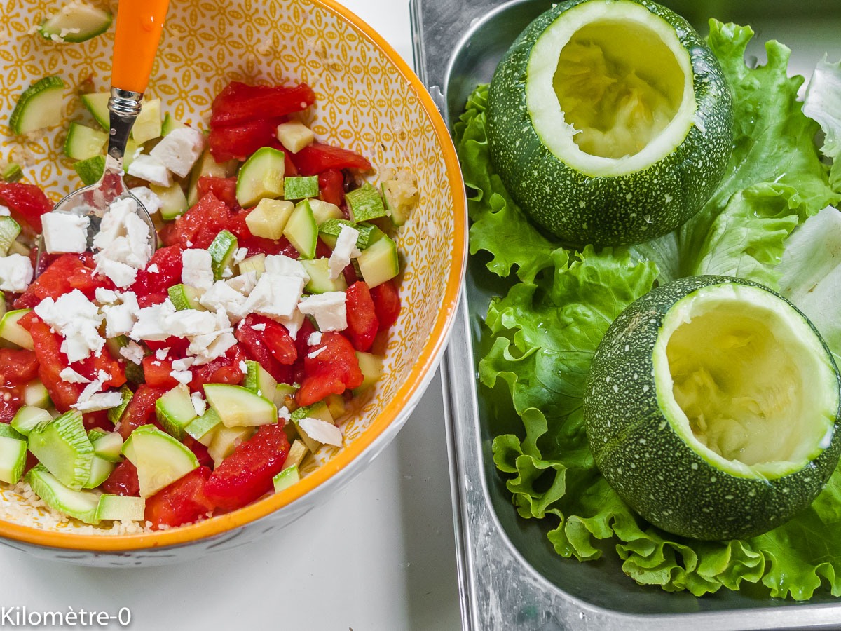 Photo de recette de courgettes farcies Kilomètre-0, blog de cuisine réalisée à partir de produits locaux et issus de circuits courts