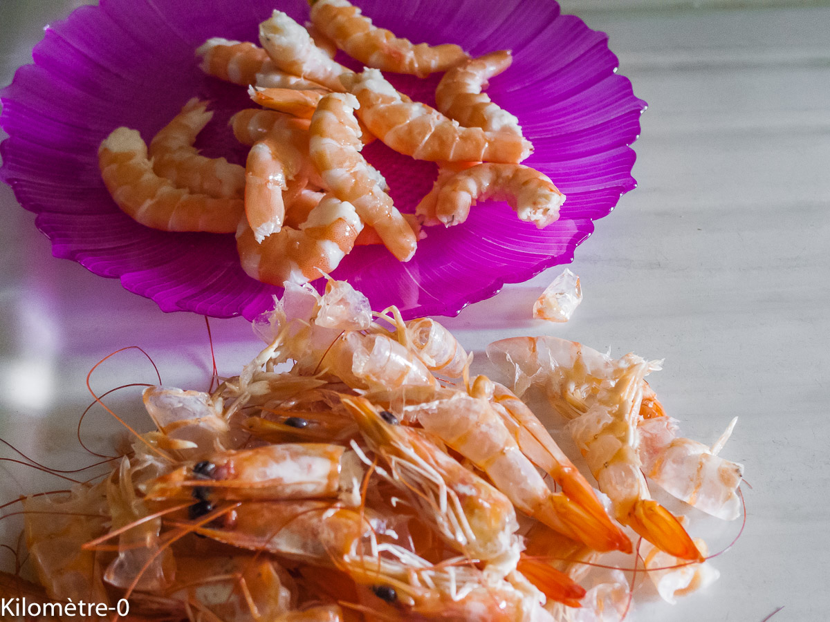 Photo de recette de crevettes de Kilomètre-0, blog de cuisine réalisée à partir de produits locaux et issus de circuits courts