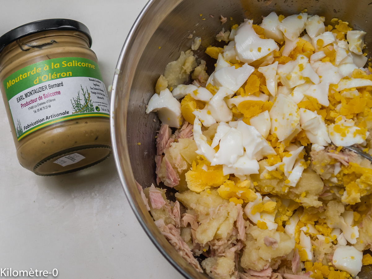 Photo de recette de couronne de pomme de terre, moutarde à la salicorne deKilomètre-0, blog de cuisine réalisée à partir de produits locaux et issus de circuits courts
