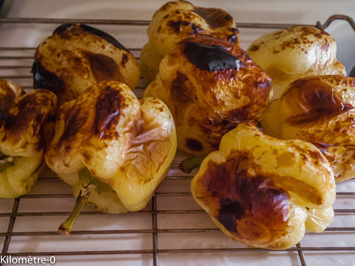 Photo de recette de poivrons grillés de Kilomètre-0, blog de cuisine réalisée à partir de produits locaux et issus de circuits courts