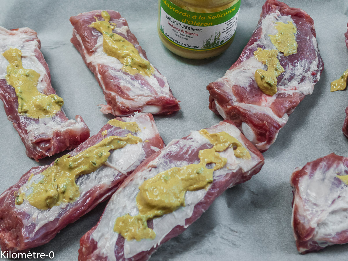 Photo de recette de spare ribs moutarde, travers de porc, grillade, facile, Kilomètre-0, blog de cuisine réalisée à partir de produits locaux et issus de circuits courts
