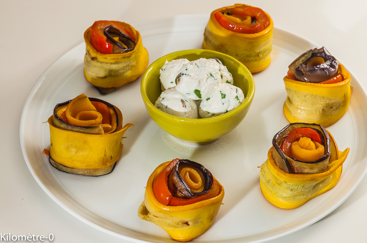 Photo de recette de roulés de légumes grillés d'été, facile, bio, végétarien, healthy, de Kilomètre-0, blog de cuisine réalisée à partir de produits locaux et issus de circuits courts