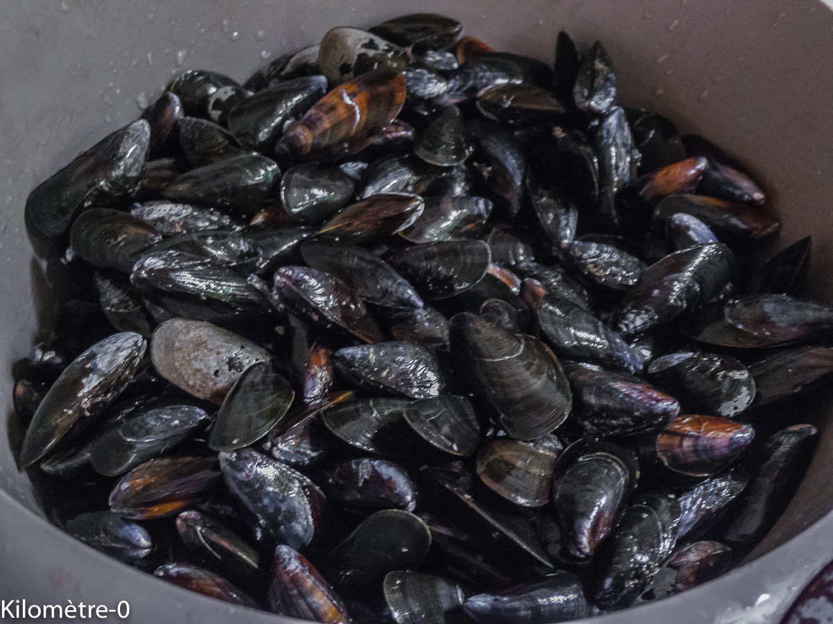 Photo de recette de moules de Kilomètre-0, blog de cuisine réalisée à partir de produits locaux et issus de circuits courts