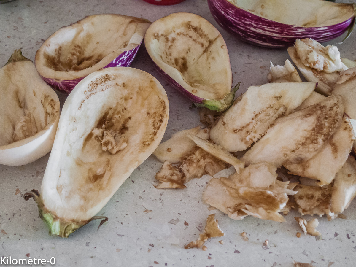 Photo de recette d'aubergines farcies de Kilomètre-0, blog de cuisine réalisée à partir de produits locaux et issus de circuits courts