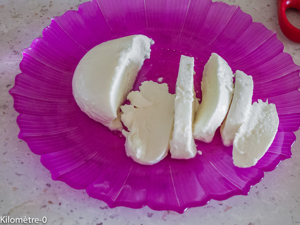 Photo de recette de mozzarella de Kilomètre-0, blog de cuisine réalisée à partir de produits locaux et issus de circuits courts