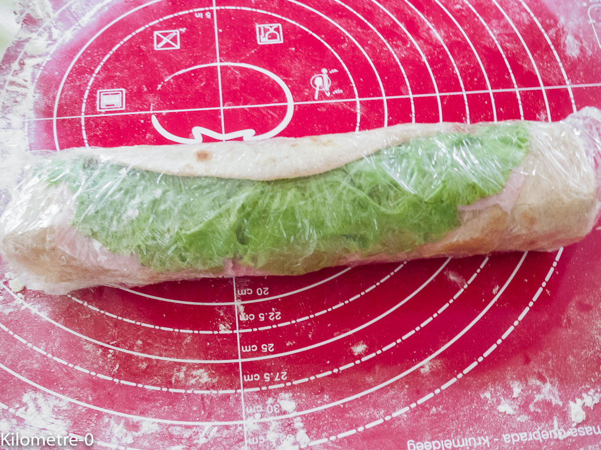 Photo de recette de roulés de piadina, jambon, ricotta, facile de Kilomètre-0, blog de cuisine réalisée à partir de produits locaux et issus de circuits courts