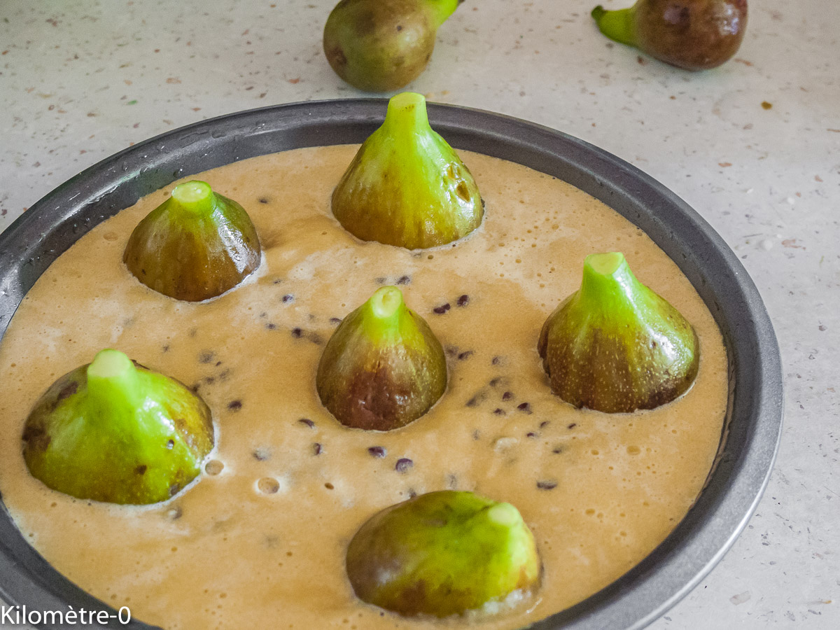 Photo de recette de gâteau de figues, dessert aux figues, facile, chocolat, amandes, rapide, Kilomètre-0, blog de cuisine réalisée à partir de produits locaux et issus de circuits courts