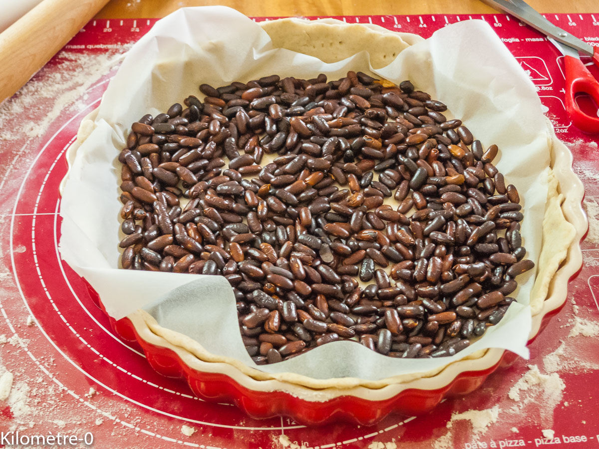 Photo de recette, cuisson à blanc, pâte à tarte de Kilomètre-0, blog de cuisine réalisée à partir de produits locaux et issus de circuits courts
