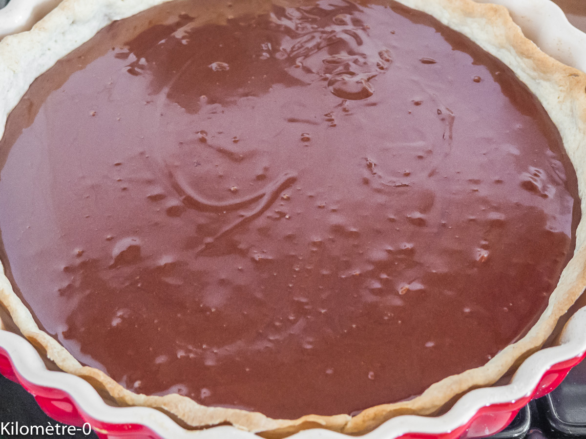 Photo de recette de tarte au chocolat de Kilomètre-0, blog de cuisine réalisée à partir de produits locaux et issus de circuits courts