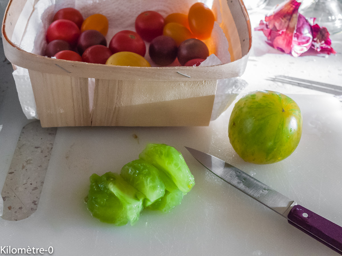 Photo de recette de tomates anciennes, Kilomètre-0, blog de cuisine réalisée à partir de produits locaux et issus de circuits courts