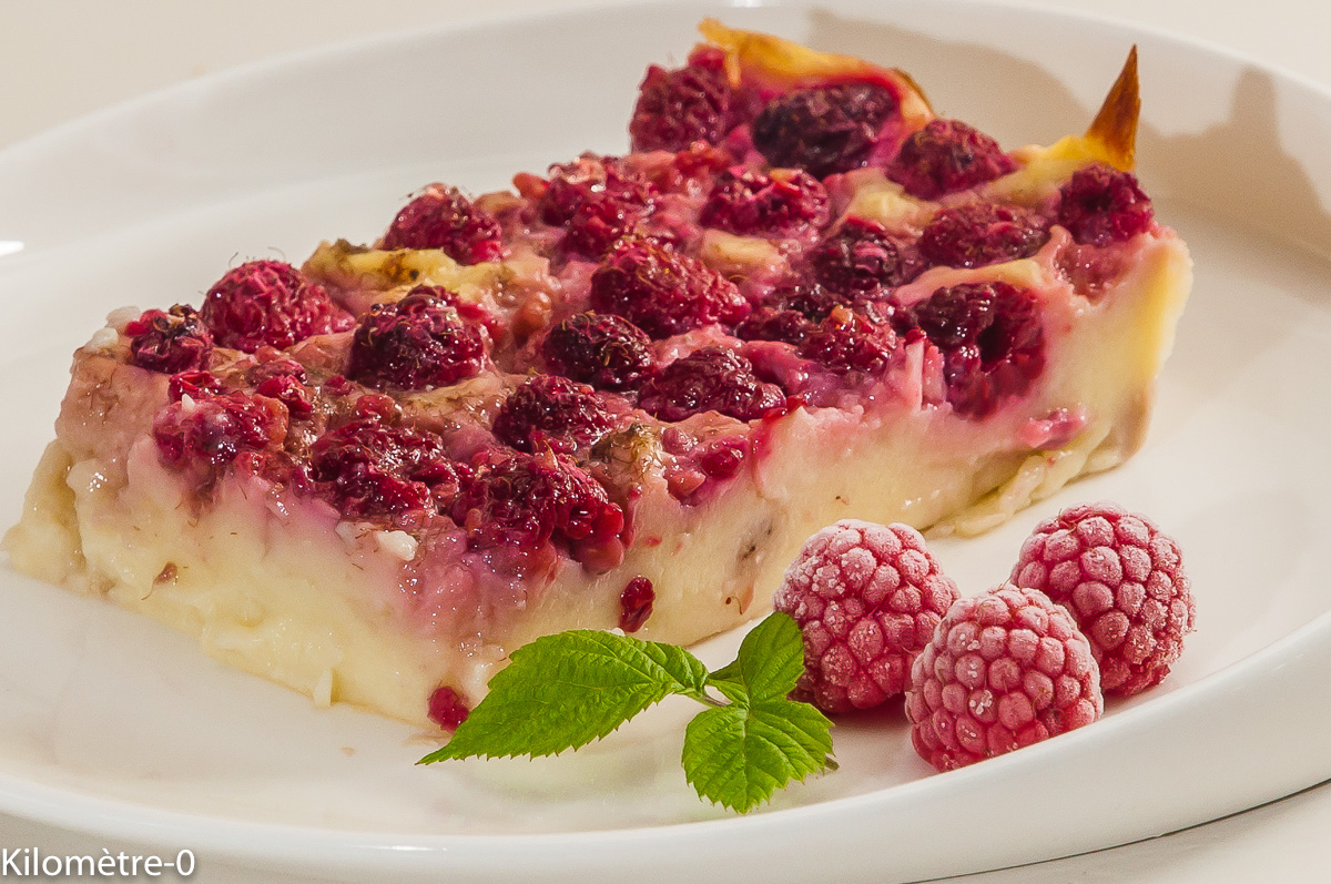 Photo de recette de flan aux framboise, fève Tonka, facile, laitage, rapide, léger de Kilomètre-0, blog de cuisine réalisée à partir de produits locaux et issus de circuits courts