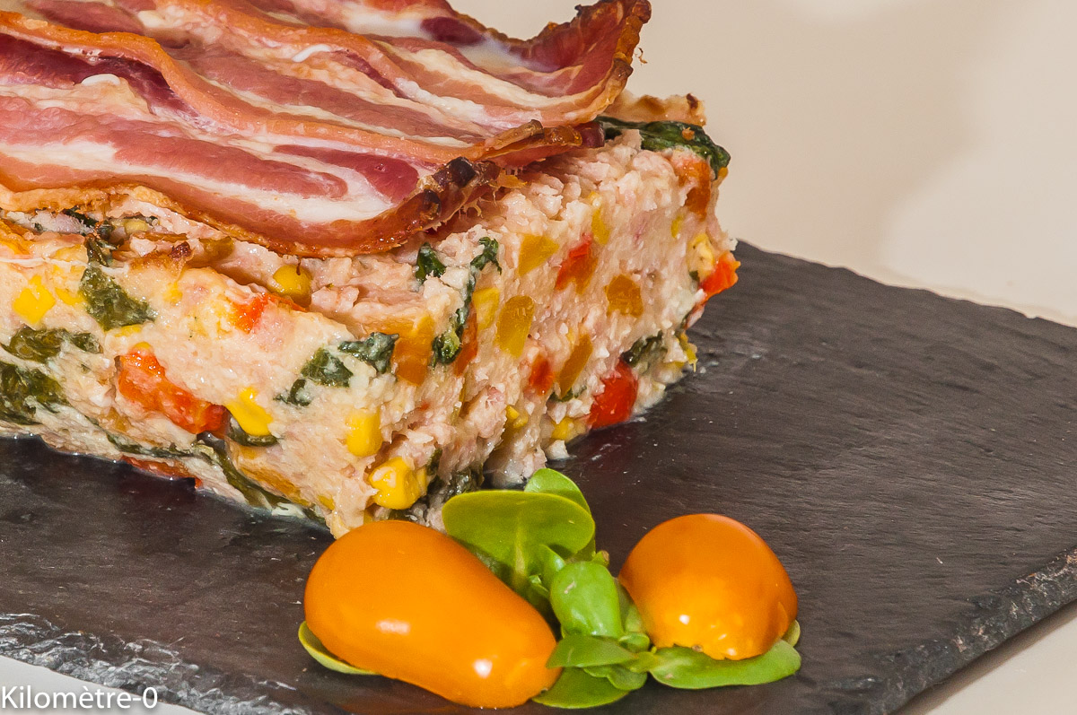 Photo de recette de polpettone au four, terrine, jambon, légumes de Kilomètre-0, blog de cuisine réalisée à partir de produits locaux et issus de circuits courts