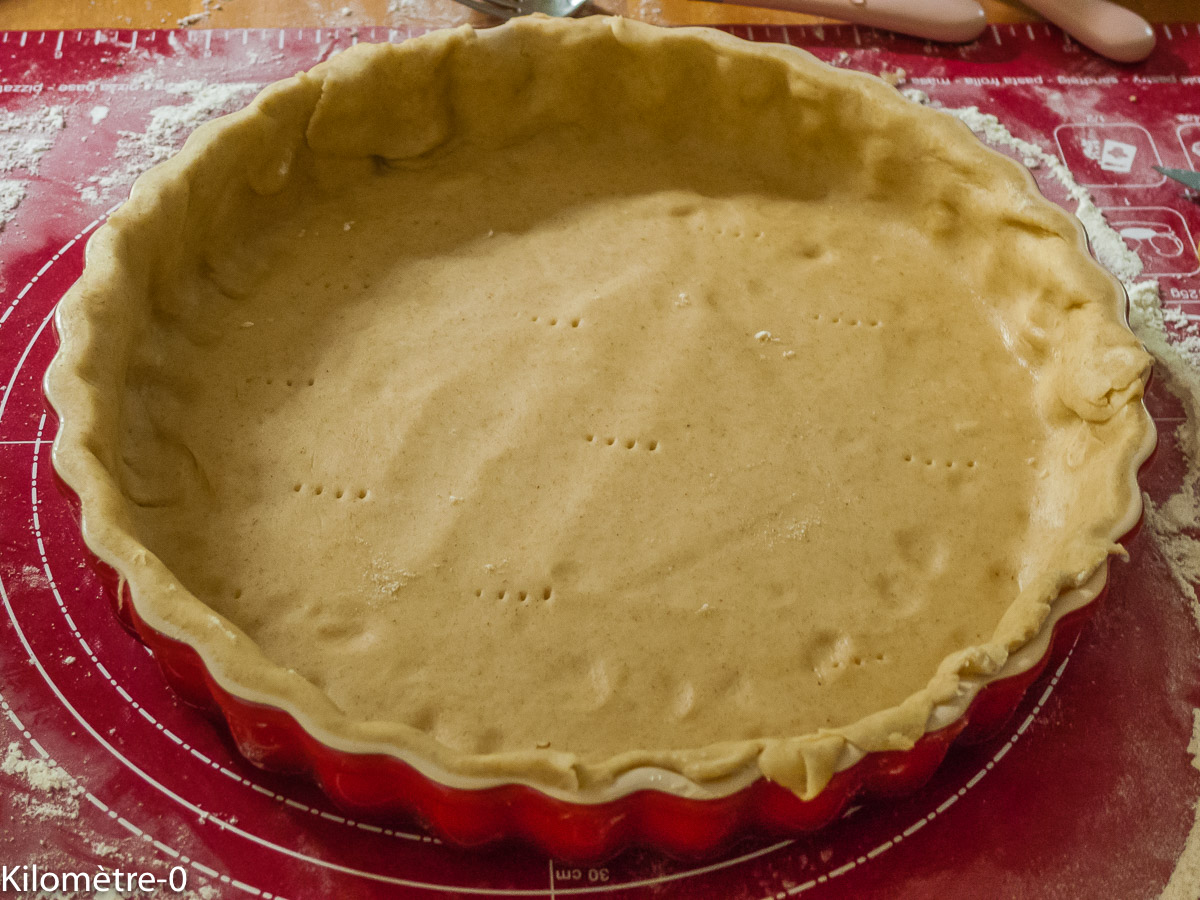 Photo de recette de pâte à quiche, tarte salée, facile, bio de Kilomètre-0, blog de cuisine réalisée à partir de produits locaux et issus de circuits courts