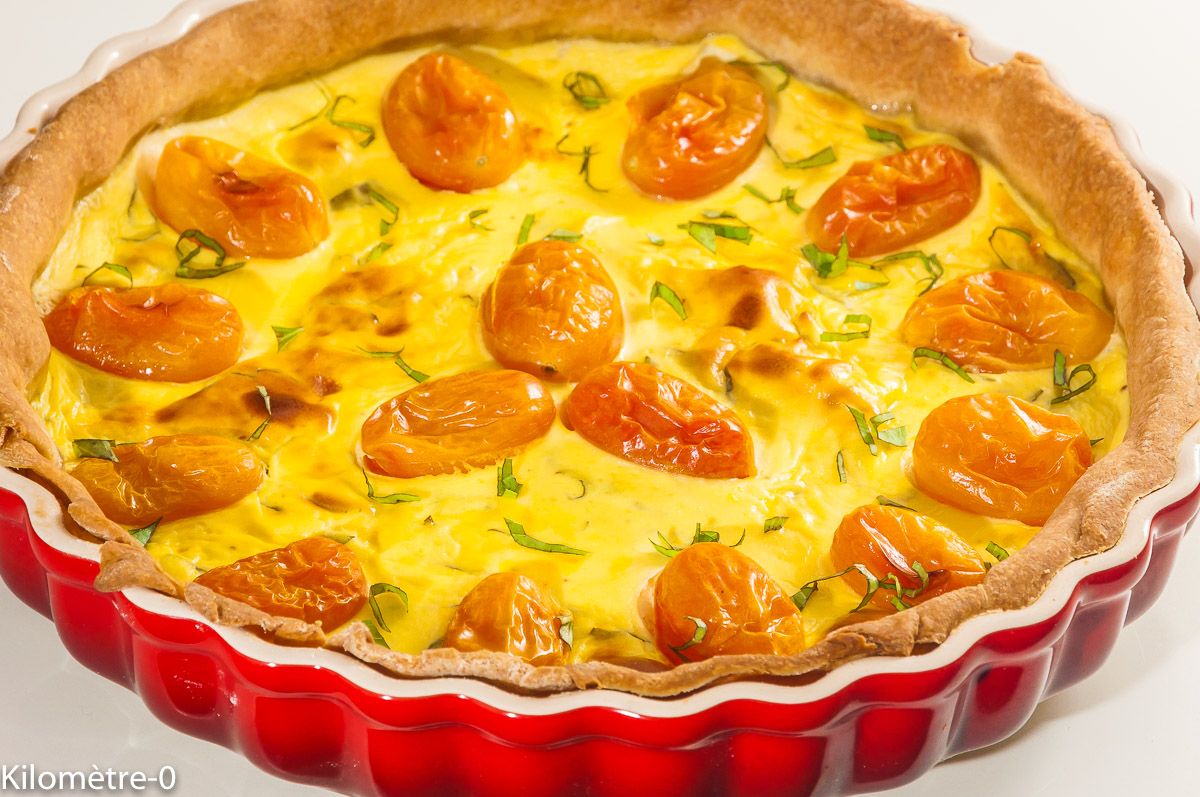 Photo de recette de tarte tomate, ricotta, été, facile, légère de Kilomètre-0, blog de cuisine réalisée à partir de produits locaux et issus de circuits courts