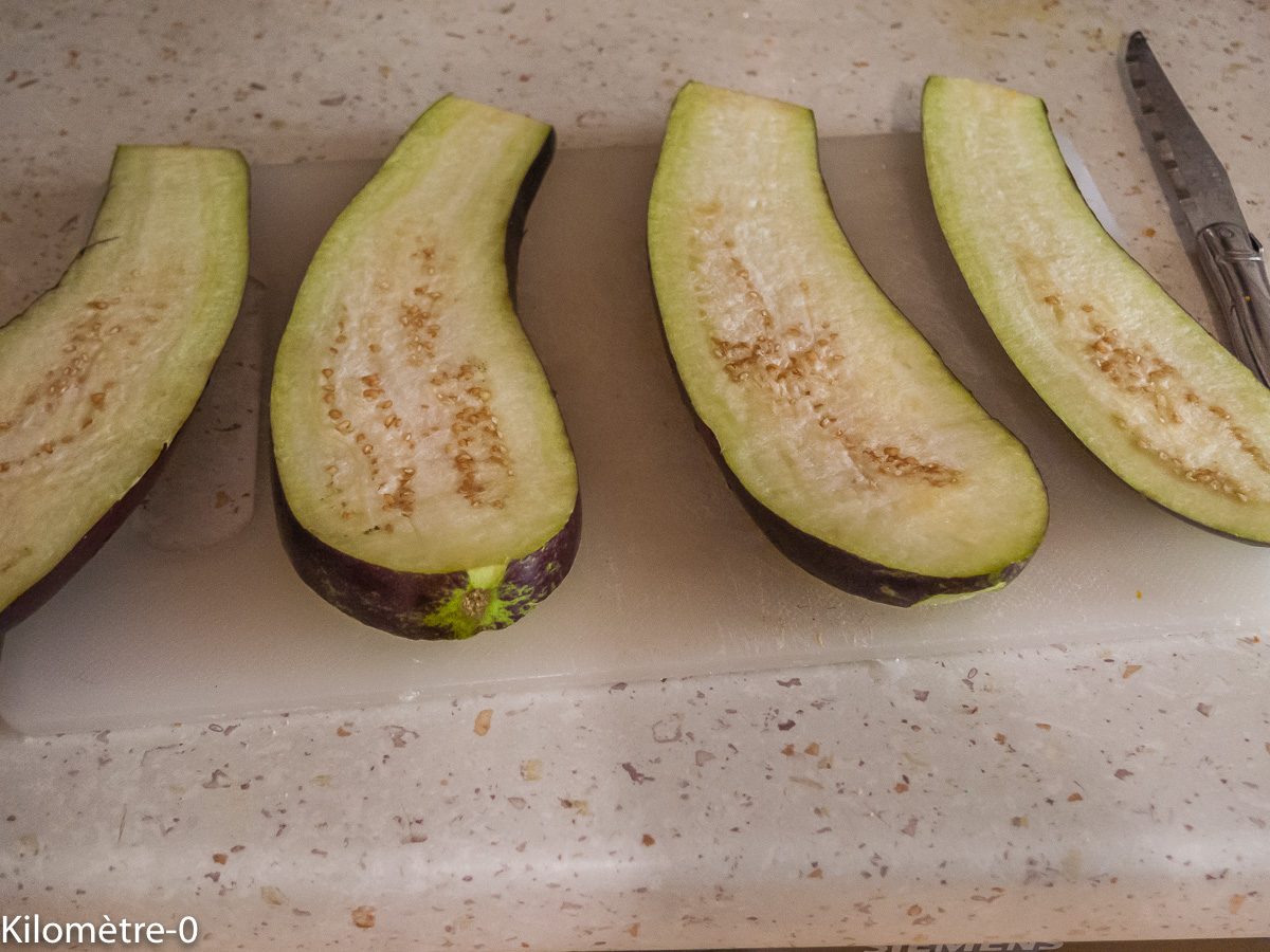 Photo de recette d'aubergine, four vapeur de Kilomètre-0, blog de cuisine réalisée à partir de produits locaux et issus de circuits courts