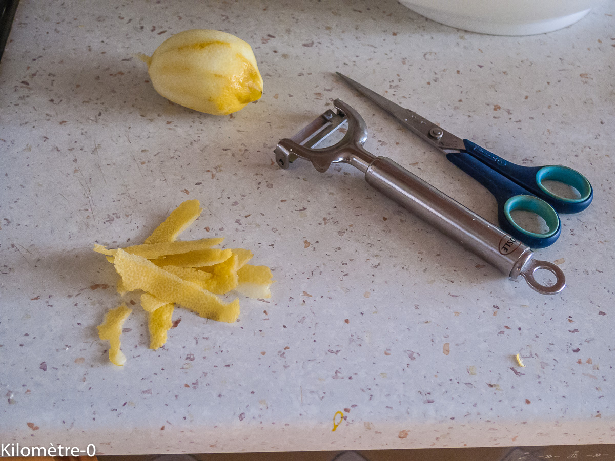 Photo de recette de zeste de citron, technique de Kilomètre-0, blog de cuisine réalisée à partir de produits locaux et issus de circuits courts