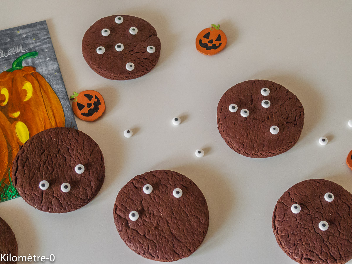 Photo de recette de gâteau d'halloween, chocolat, biscuit, cookies, enfant de Kilomètre-0, blog de cuisine réalisée à partir de produits locaux et issus de circuits courts