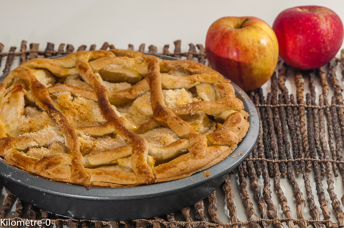 Photo de recette de tarte aux pommes bio de Kilomètre-0, blog de cuisine réalisée à partir de produits locaux et issus de circuits courts