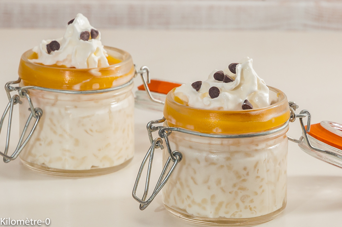 Photo de recette de verrine, mangue, riz au lait, noix de coco de Kilomètre-0, blog de cuisine réalisée à partir de produits locaux et issus de circuits courts