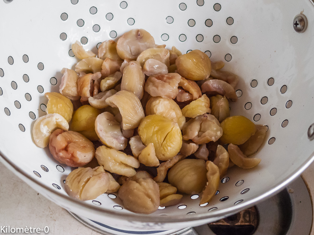 Photo de recette de châtaignes de Kilomètre-0, blog de cuisine réalisée à partir de produits locaux et issus de circuits courts