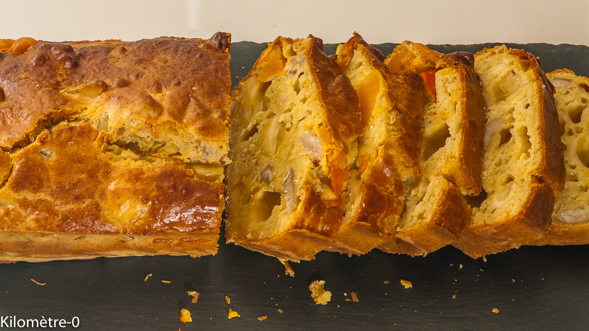 Photo de recette de cake apéro, automne, courge, fromage, châtaignes de Kilomètre-0, blog de cuisine réalisée à partir de produits locaux et issus de circuits courts