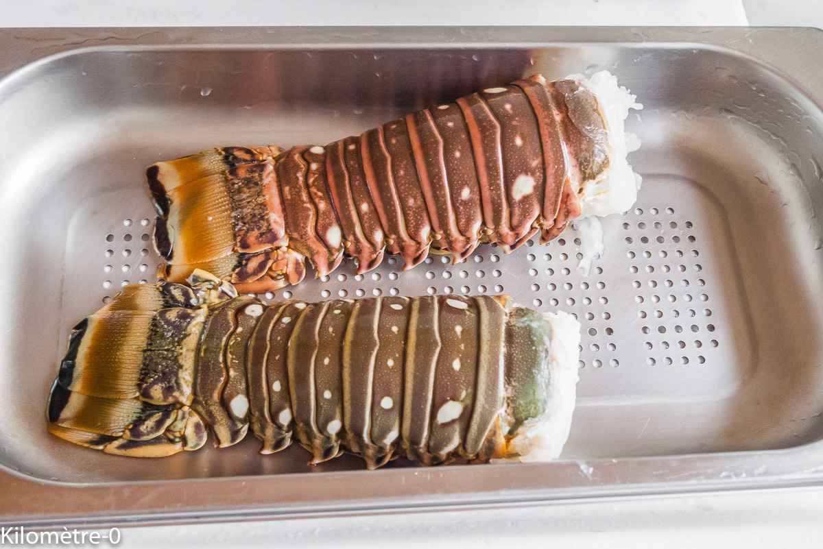 Photo de recette de langouste, four vapeur de Kilomètre-0, blog de cuisine réalisée à partir de produits locaux et issus de circuits courts