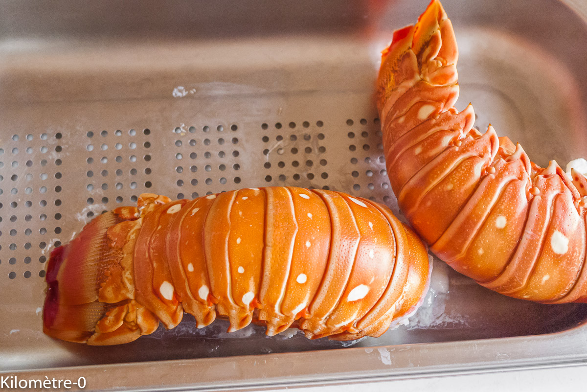Photo de recette de langouste de Kilomètre-0, blog de cuisine réalisée à partir de produits locaux et issus de circuits courts