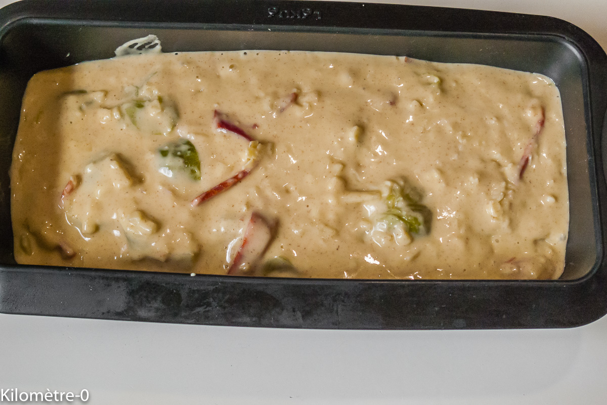 Photo de recette de cake, légumes, chorizo, choux de bruxelles, salé, facile, rapide, léger de Kilomètre-0, blog de cuisine réalisée à partir de produits locaux et issus de circuits courts