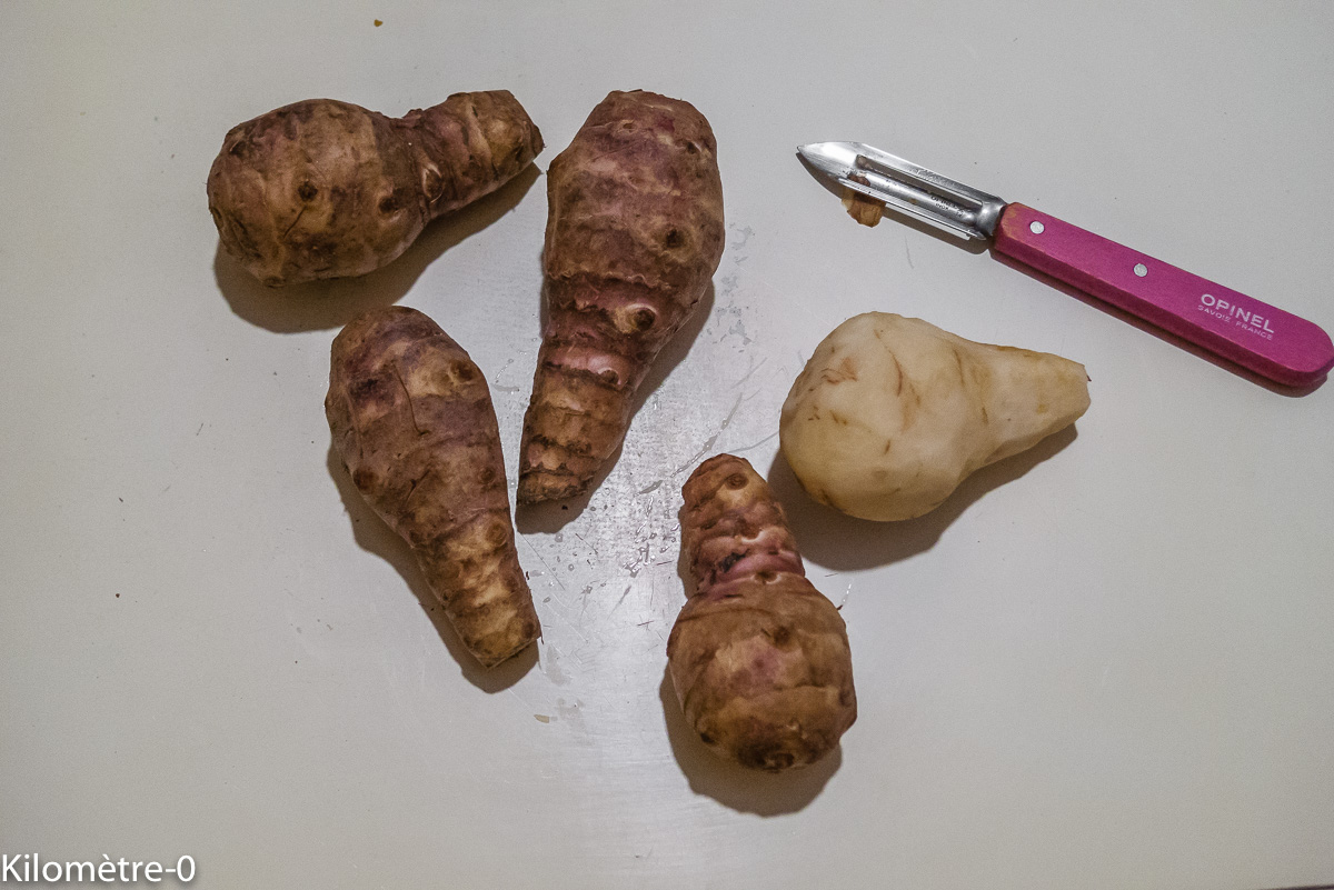 Photo de recette de topinambours bio de Kilomètre-0, blog de cuisine réalisée à partir de produits locaux et issus de circuits courts