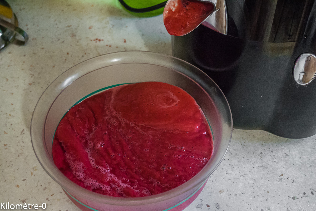 Photo de recette de coulis framboises, four vapeur de Kilomètre-0, blog de cuisine réalisée à partir de produits locaux et issus de circuits courts