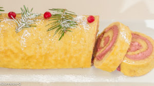 Photo de recette de bûche de Noël, framboises, mascarpone, citron, très facile, rapide, de Kilomètre-0, blog de cuisine réalisée à partir de produits locaux et issus de circuits courts