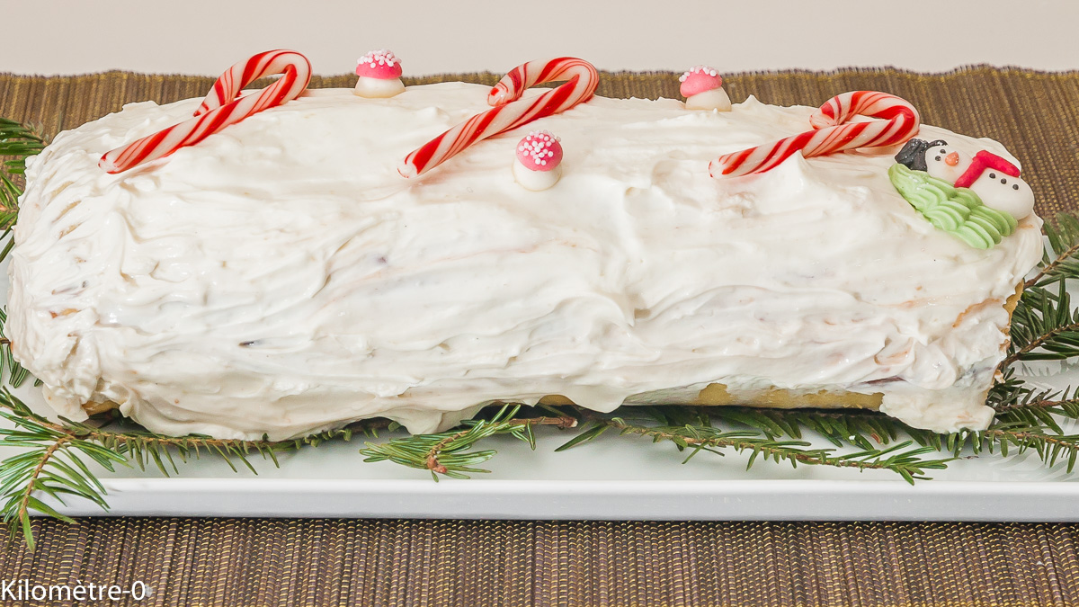 Photo de recette de bûche facile, Noël, marrons, mascarpone, rapide, maison deKilomètre-0, blog de cuisine réalisée à partir de produits locaux et issus de circuits courts