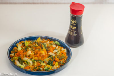 Photo de recette de poelée de légumes poireaux, carotte, chou chinois, sauce soja, cuisine facile, rapide, bio, healthy de  de  Kilomètre-0, blog de cuisine réalisée à partir de produits de saison et issus de circuits courts