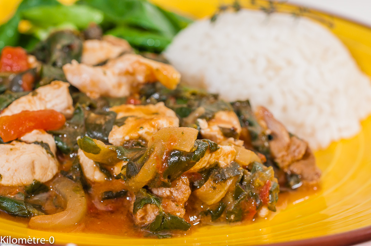 Photo de recette de Poulet palava, plat du Ghana, facile, rapide, légumes, africaine deKilomètre-0, blog de cuisine réalisée à partir de produits de saison et issus de circuits courts