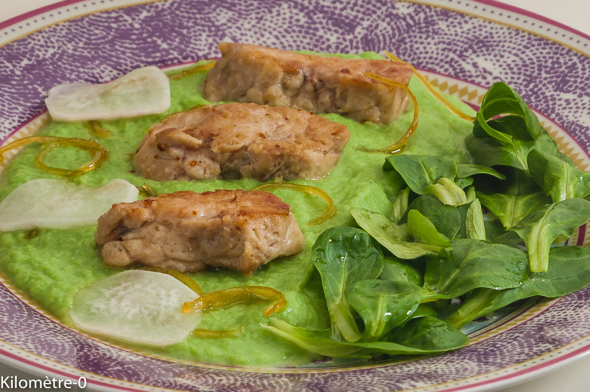 Photo de recette de ris de veau, originale, navets, purée, citron confit de Kilomètre-0, blog de cuisine réalisée à partir de produits de saison et issus de circuits courts
