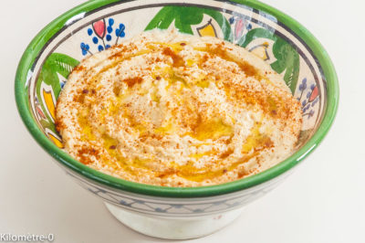 Photo de recette syrienne, cuisine de Syrie, facile, rapide, pois chiches, houmous, paprika, bio, healthy, végétarienne de de Kilomètre-0, blog de cuisine réalisée à partir de produits de saison et issus de circuits courts