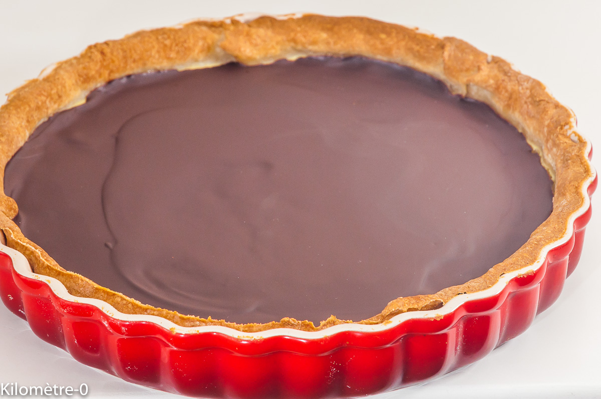 Photo de recette de tarte facile poire, chocolat, recette alsacienne, facile, rapide, bio de Kilomètre-0, blog de cuisine réalisée à partir de produits de saison et issus de circuits courts