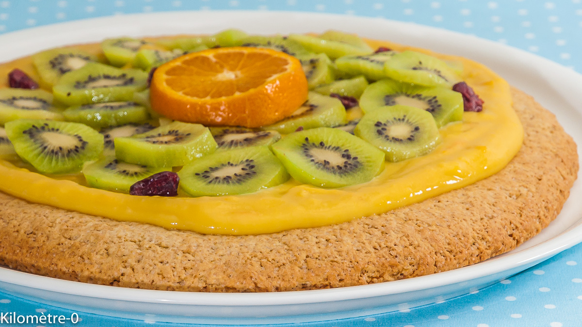 Photo de recette de tarte aux kiwis, lemon curd, mandarine, fruits, hiver, clémentines, agrume, sablés, gâteau, dessert maison, bio  de  Kilomètre-0, blog de cuisine réalisée à partir de produits de saison et issus de circuits courts