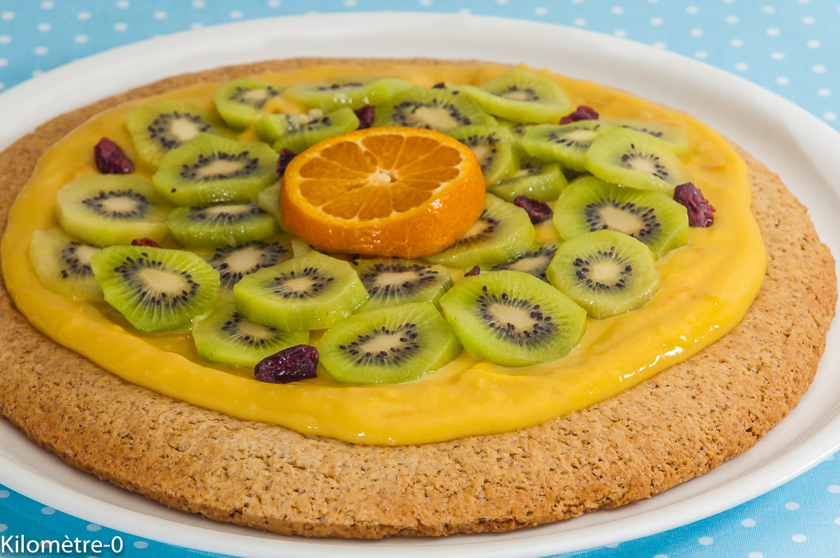 Photo de recette de tarte aux kiwis facile, lemon curd, mandarine, facile, sablés maison de Kilomètre-0, blog de cuisine réalisée à partir de produits de saison et issus de circuits courts