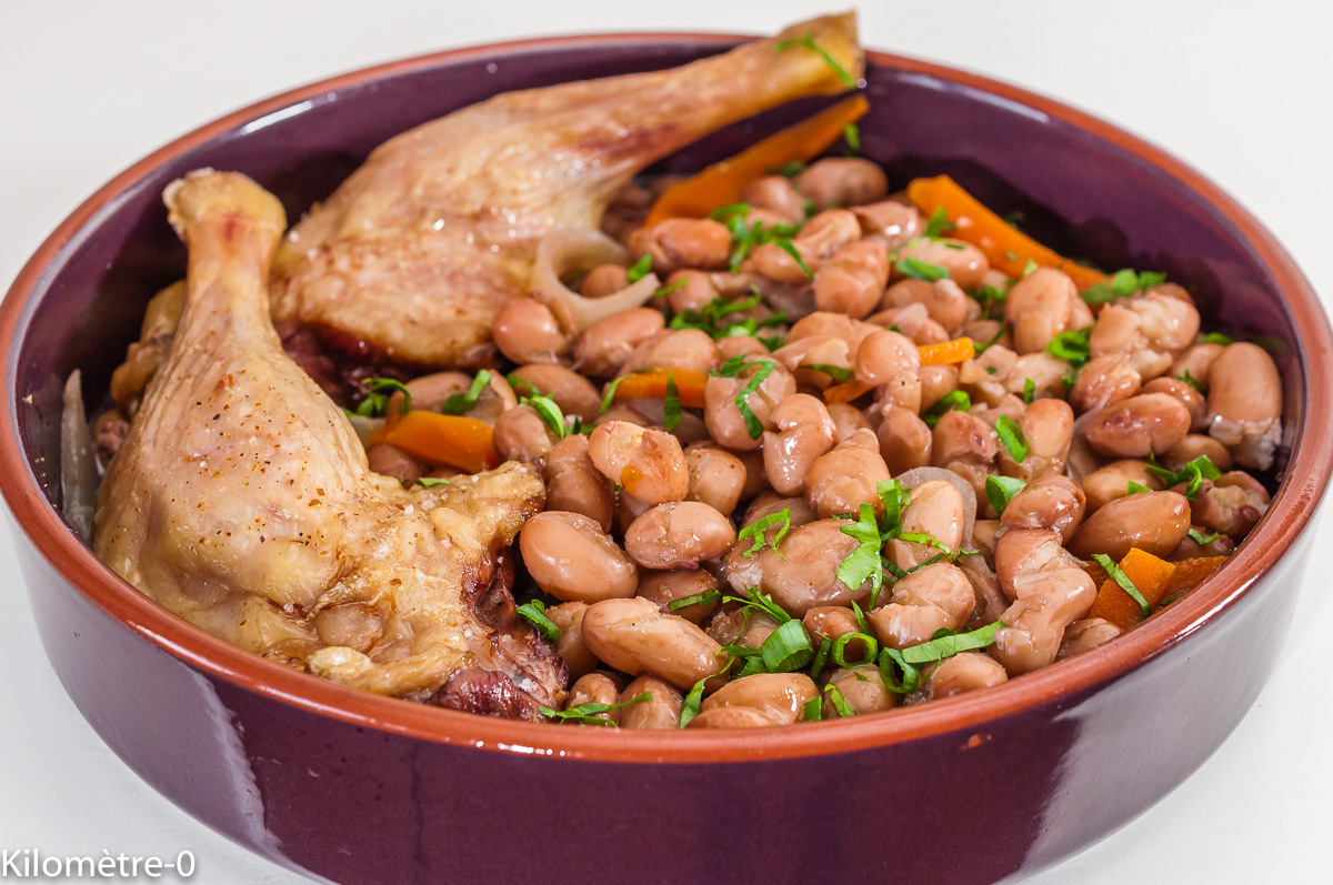 Photo de recette de volaille, canard, haricots blancs, féculents, bio, facile de Kilomètre-0, blog de cuisine réalisée à partir de produits de saison et issus de circuits courts