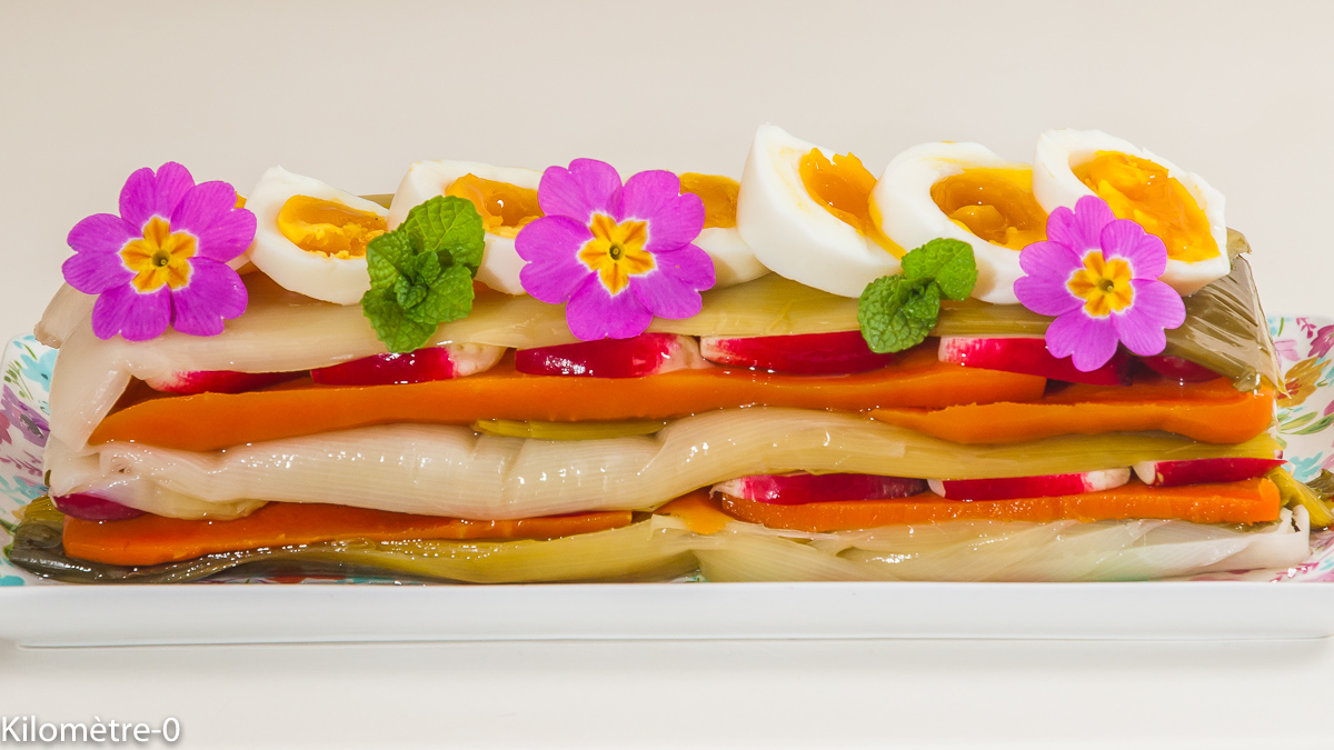 Photo de recette de terine de légumes, facile, healthy, végétarienne, bio de Kilomètre-0, blog de cuisine réalisée à partir de produits de saison et issus de circuits courts