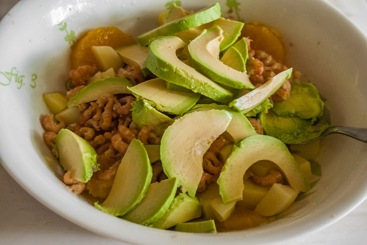 Photo de recette de salade des Bermudes facile, healthy, légère, facile, rapide, Kilomètre-0, blog de cuisine réalisée à partir de produits de saison et issus de circuits courts