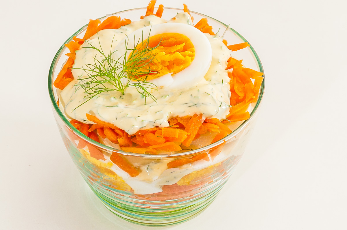 Photo de recette de salade américaine, Etats Unis, végétarienne, crudités, printemps, oeufs de de Kilomètre-0, blog de cuisine réalisée à partir de produits de saison et issus de circuits courts